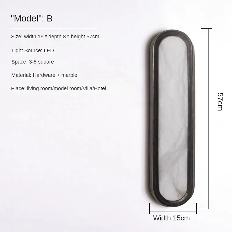 Postmodern Marble Strip LED Wall Lamp Creative Living Room Sofa Background Wall Model Room Villa Hotel Bedroom Art Wall Lamp