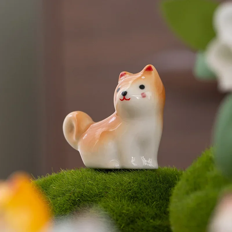 Japanese Shiba Inu Chopsticks Holder Animal Series Ceramic Table Decorative Ornaments Home Kitchen Spoon Rest Cute Tea Pets