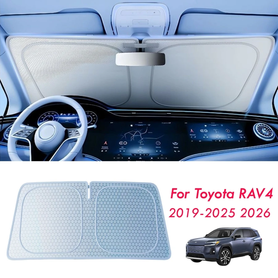 𝟐𝟎𝟐𝟔 𝐔𝐩𝐠𝐫𝐚𝐝𝐞𝐝 Honeycomb Heat Shield for Toyota RAV4 2019-2025 2026 Front Windshield Sun Shade UV Protection Sunshade