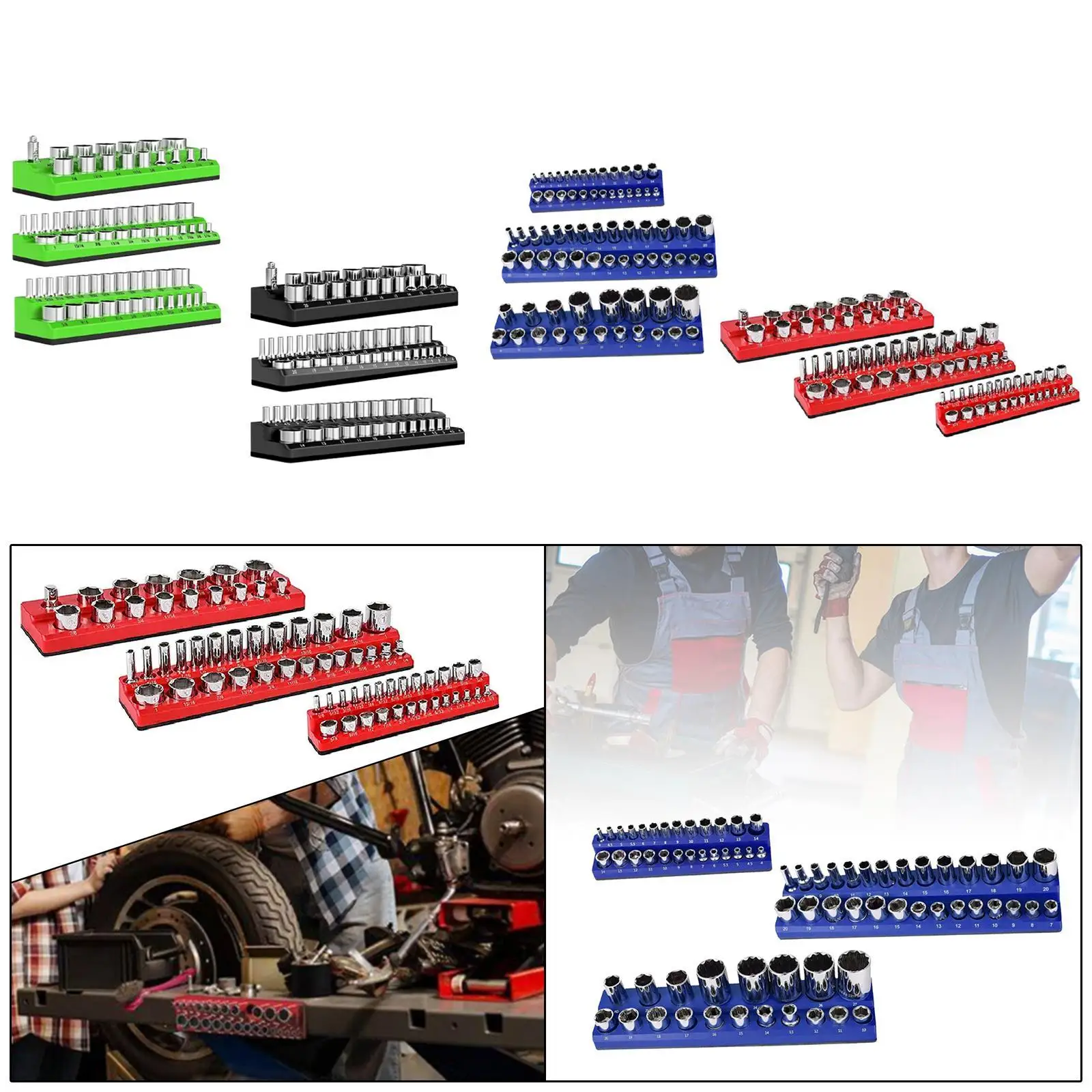 3 Pcs Magnetic Socket Organizers Easy to Use for Workbench Tool Wear Resistant Portable Socket Holders Kit for Tool Drawer