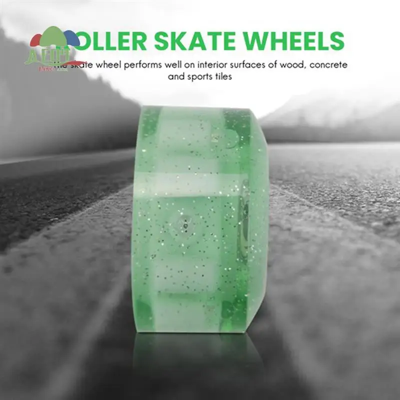 AED4-8 Piece Glitter Light Up Roller Skate Wheels Luminous Skate Wheels With Bearings Installed 32 X 58 Mm 78A
