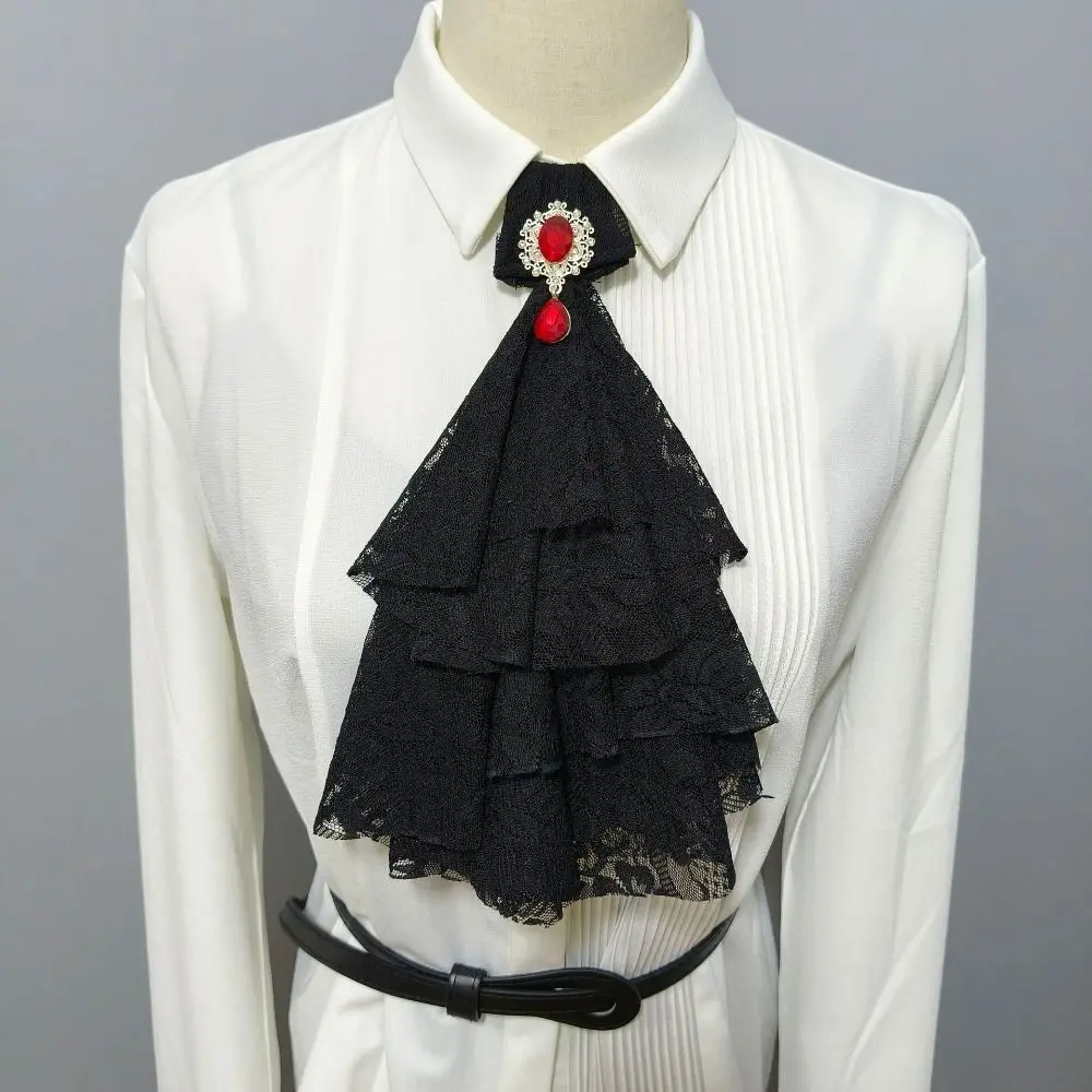 Women Accessories Vintage Style Lace Jabot Collar Detachable Ruffled Jabot Neck Collar Jabot Necktie Fancy Dress Parties