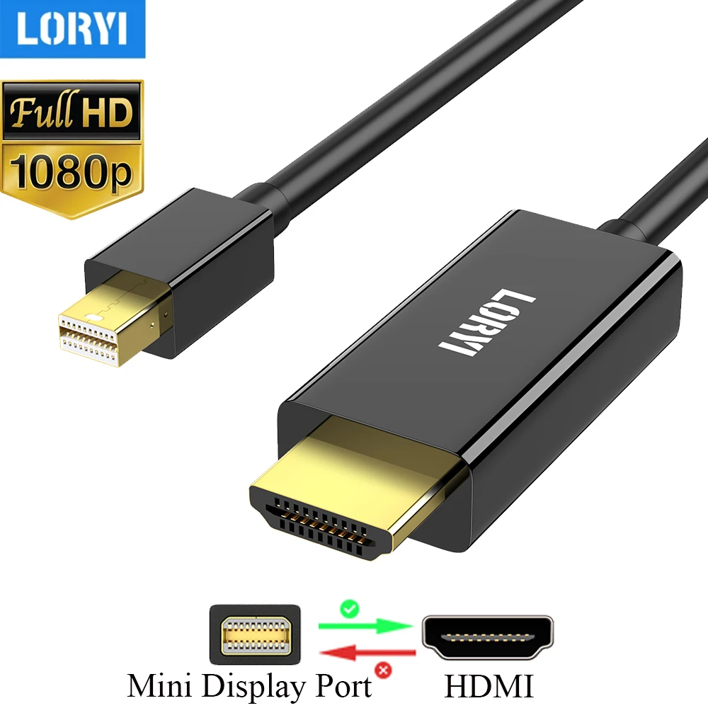 LORYI Mini DisplayPort To HDMI Cable 1080P 60Hz 1.83M Male To Male Thunderbolt 2 Compatible For MacBook Air iMac Surface Pro