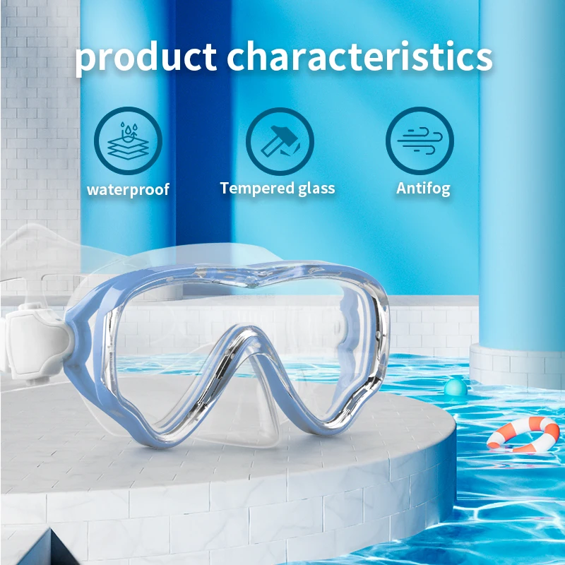 Professional Big Frame Kids Swimming Goggles with Nose Cover Anti Fog Wide View Swimming Gear for Boys Girls Children Glasses