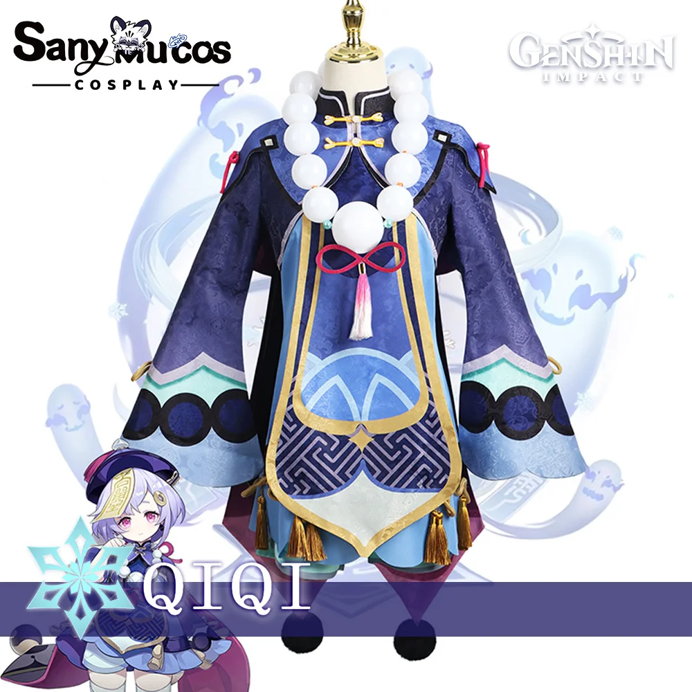 

IN STOCK SanyMuCos Qiqi Cospaly Genshin Impact Qiqi Dress Cospaly Outfit Comic-con Birthday and Holiday Gifts Plus Size