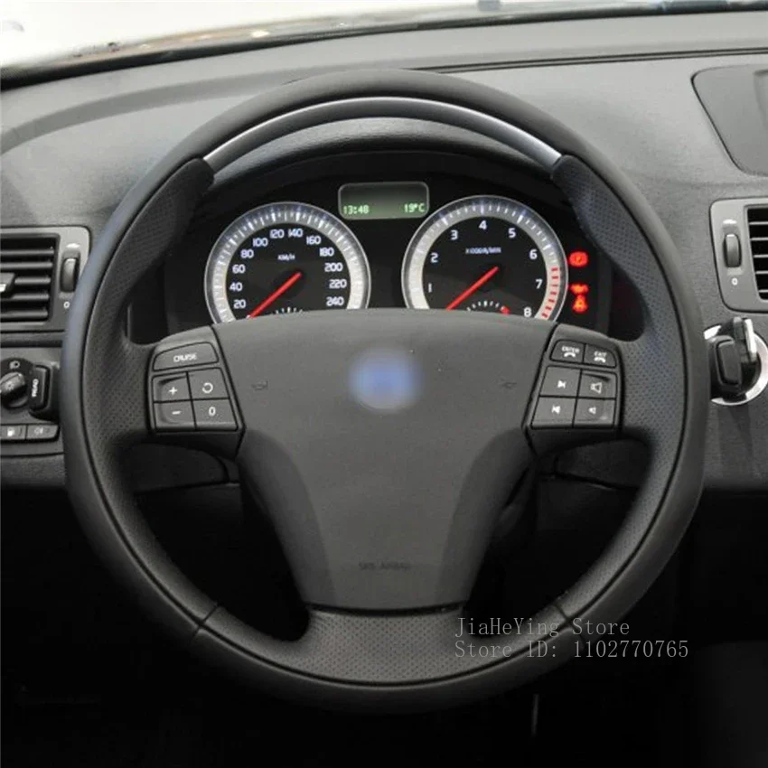 

DIY Hand-Stitched Non-slip Leather Steering Wheel Cover Wrap for Volvo C70 2008-2010 Interior Accessories