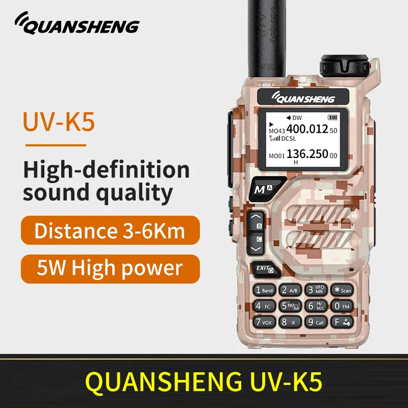 QuanSheng/UV-K5 walkie talkie 1600mAh 5W 3km-5km walkie talkie profesional, Hotels, road trips, construction sites can be used