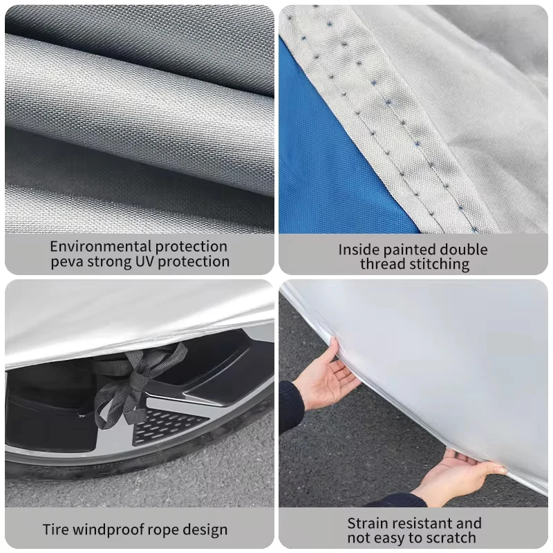 غطاء سيارة خارجي كامل غطاء ثلج خارجي مقاوم للماء والغبار مع شرائط عاكسة لـ Changan E Star #5