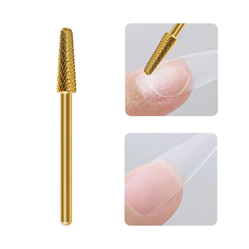 Golden Tungsten Carbide Nail Drill Bits Manicure Machine Accessory for Half Nail Tips Gel Polish Remover Nail Files Pedicure