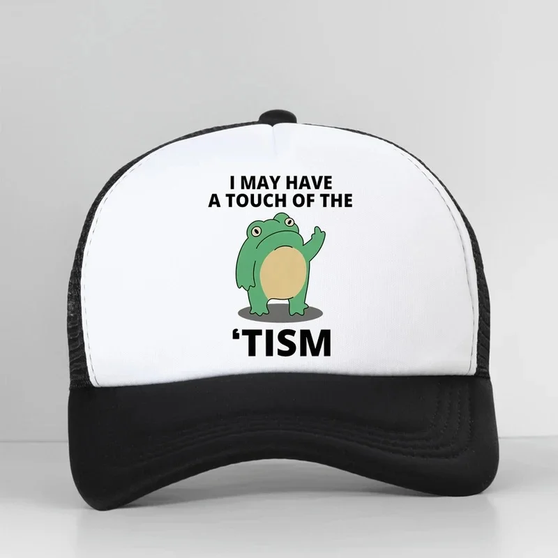I May Have A Touch of The Tism Funny Autism Letter Print Baseball Cap Cool Summer Mesh Breathable Hat