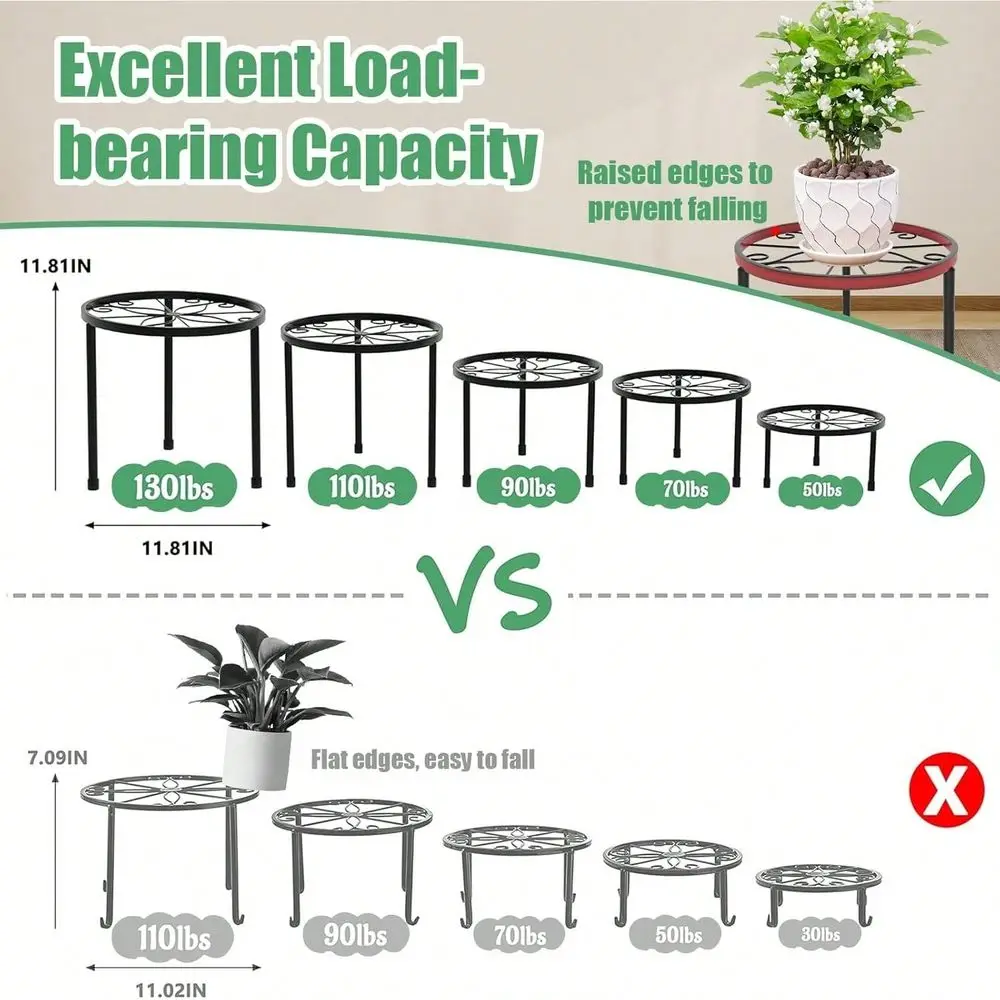

5Pack Decent Metal Plant Stands, Heavy Duty Flower Pot Stands For Multiple Plant, AntiRust Iron Plant Pot Shelf, Decoration Rac