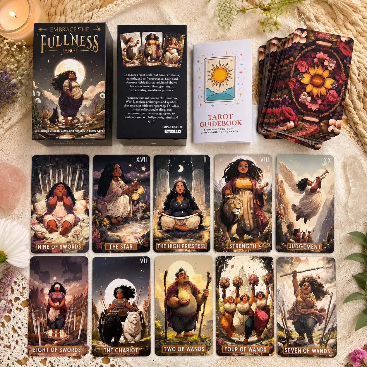 78 Tarot Cards Set, 13x8 Cm, Embrace The Fullness Tarot Explore Richness, Light, Fantasy, Includes Paper Manual, Perfect for Car - view 5