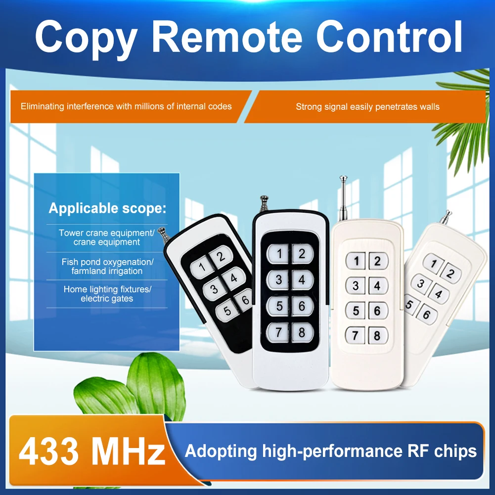 315MHz/433MHz Garage Door Gate Opener 6/8 Buttons Key Duplicator Universal Copy Remote Controller Replacement for Vehicle Car