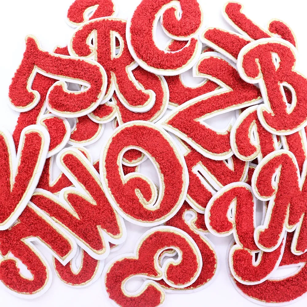 1Pcs Red A-Z English Alphabet 26 Letter Iron On Patches For Clothing Embroidery Stripe On Clothes Cute DIY  Applique Badge