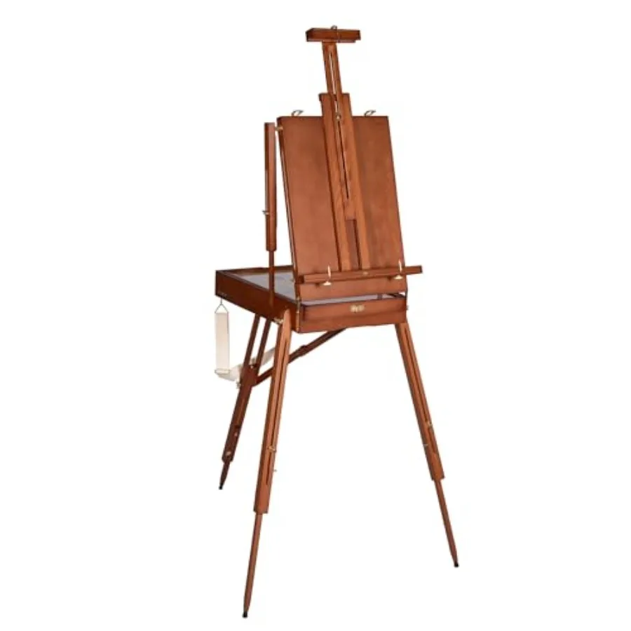 

Французский мольберт с регулируемым плечевым ремнем, из бука, с выдвижным ящиком, палитрой, уровнем и шкалой, для студии