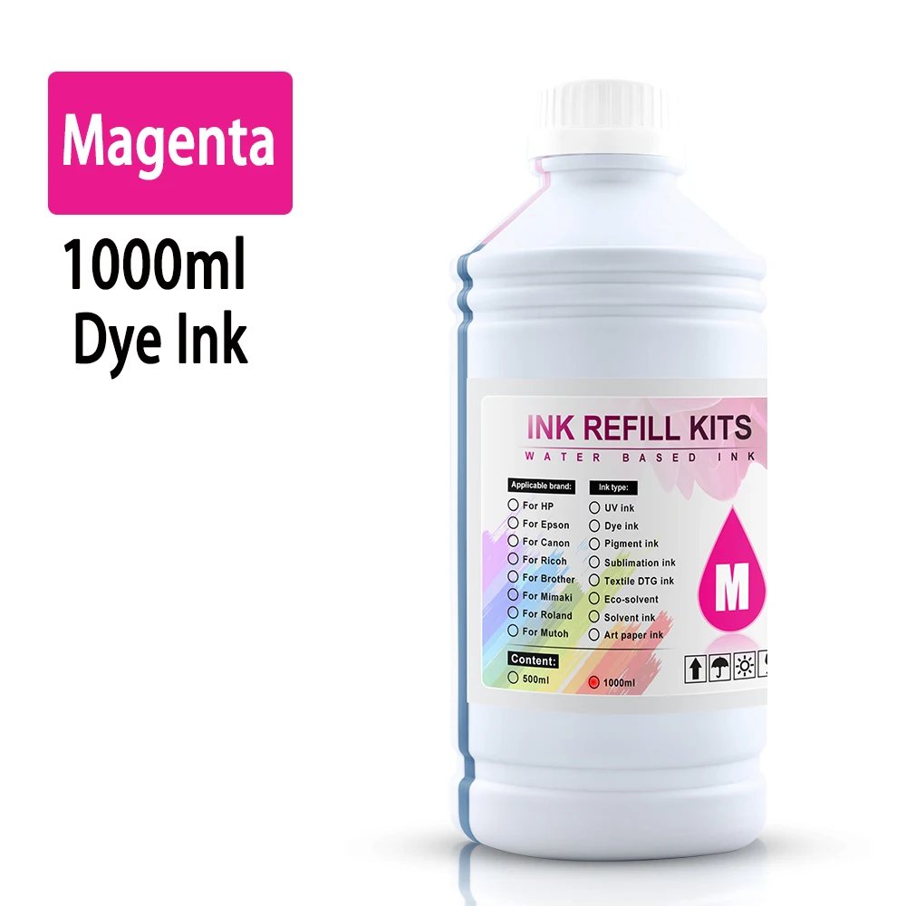 1000 مللي 1 كجم لتر أسود C M Y عبوة مجموعة الحبر القائمة على الصبغ لاستبدال إبسون كانون HP Brother Lexmark سامسونج ديل النافثة للحبر #6