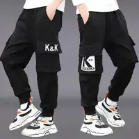 Children's Spring and Autumn Pants Boys' Fashion Work Pants 2024 New Middle and Big Boys' Leisure Sports Pants 3-11Y 3
