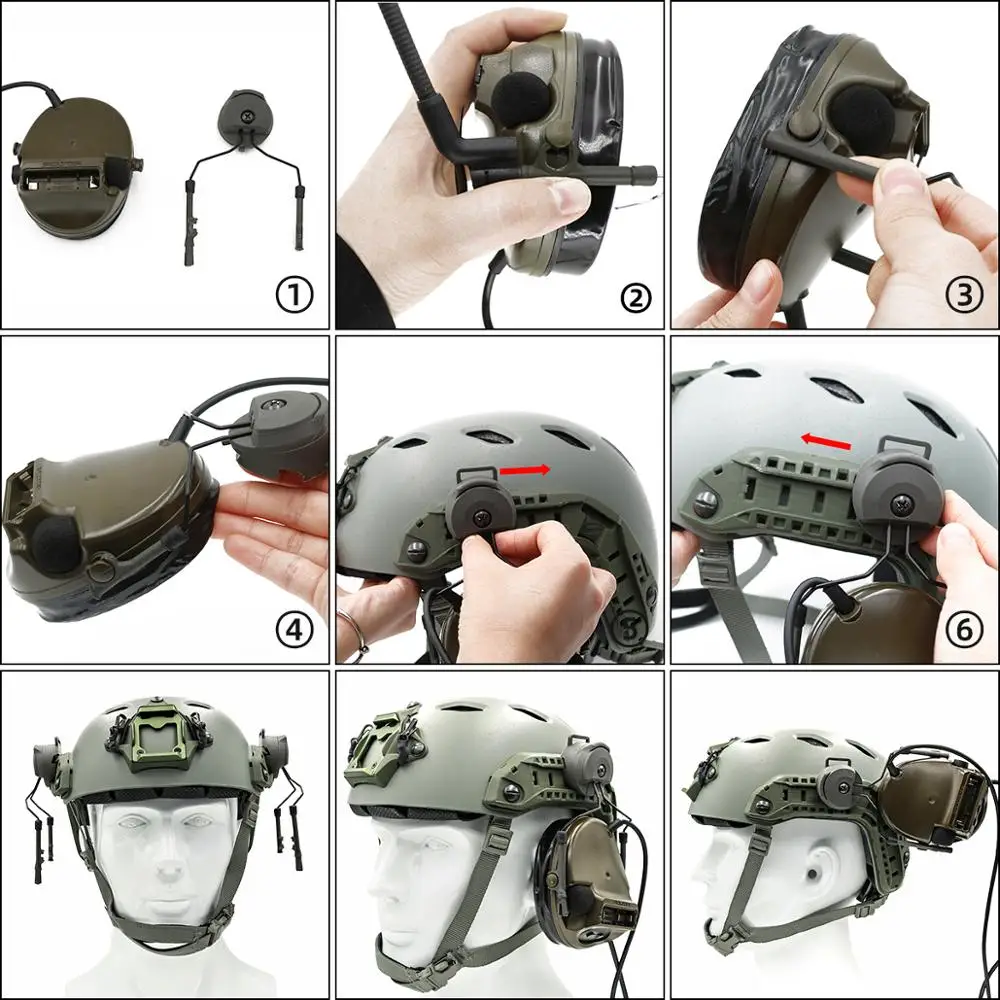 COMTAC-auriculares tácticos con adaptador de riel de arco para soporte de casco, auriculares Airsoft, orejeras de tiro, auriculares COMTAC I II III