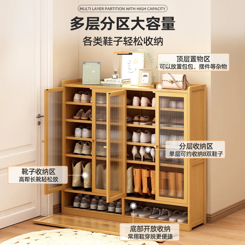 Simple log color, large-capacity shoe cabinet, multi-functional entrance partition integrated cabinet at home door, with its own