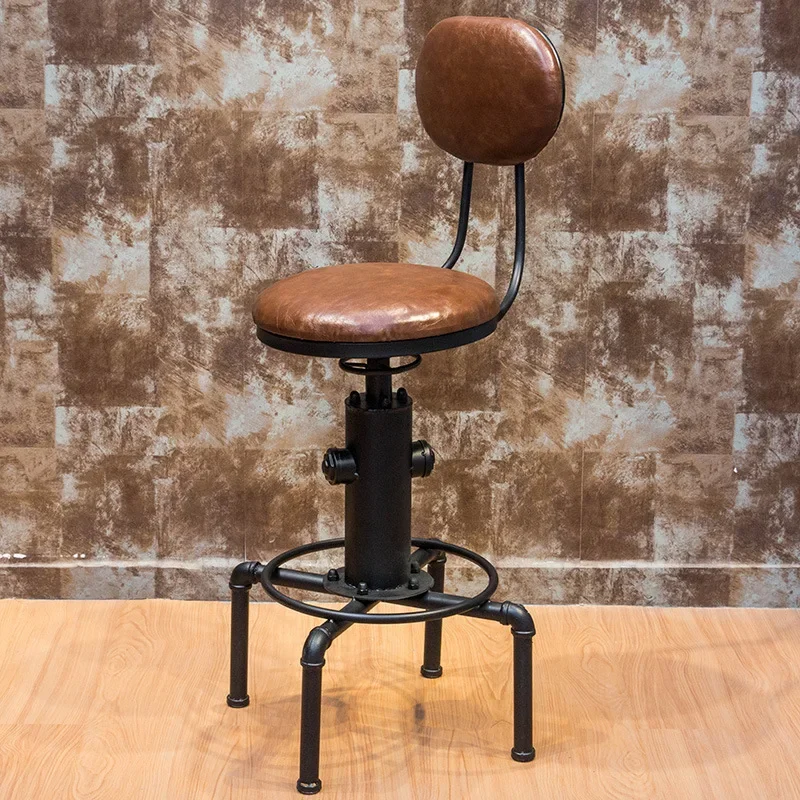 Industrial style creative bar retro personality design backrest rotating coffee shop chair