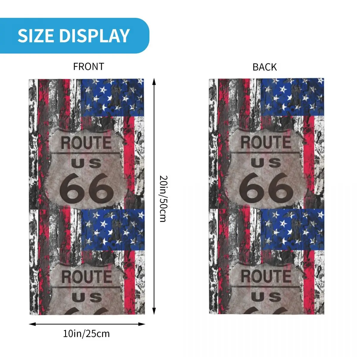 Vintage USA Flag Bandana Neck Warmer Men Women Winter Hiking Ski Scarf Gaiter US Route 66 Face Cover