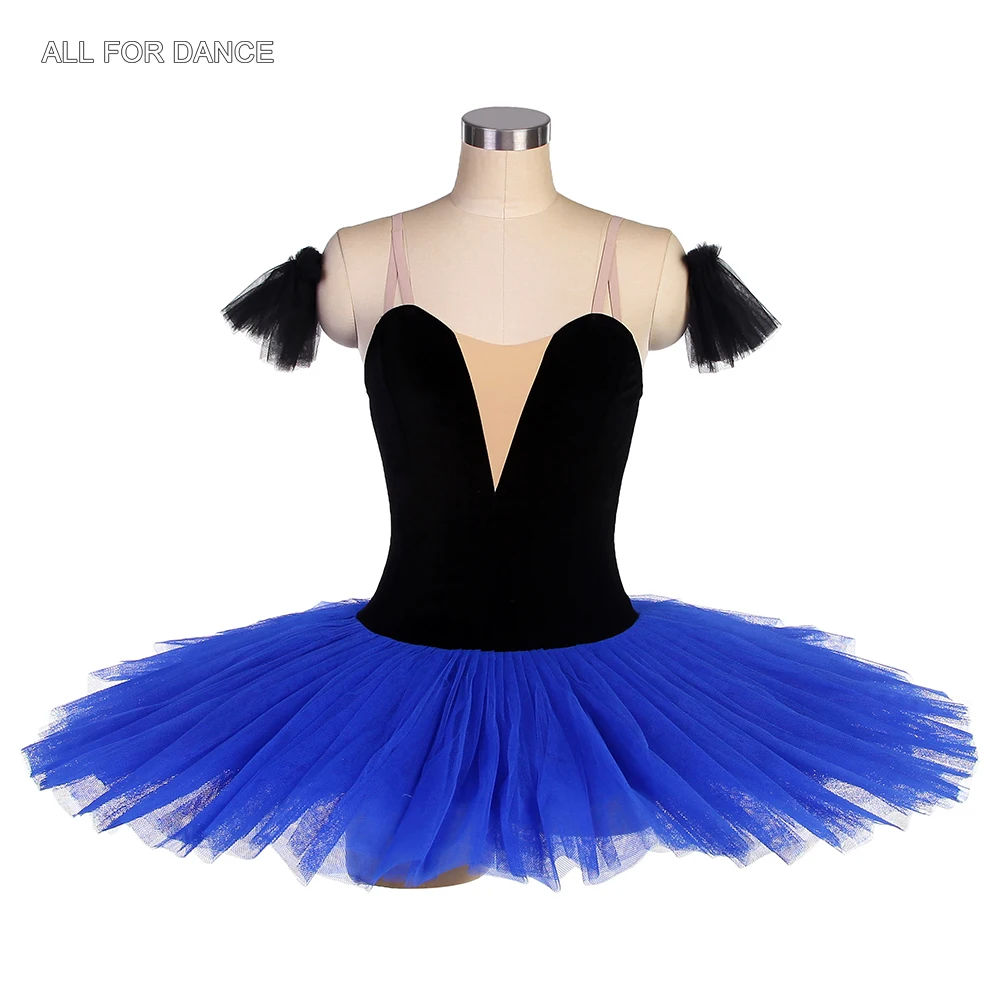 Corsage haut en velours noir avec tutu pansement bleu, olympiques de danse de ballet pré-professionnels, tutus de performance sur scène pour adultes et enfants, BLL093