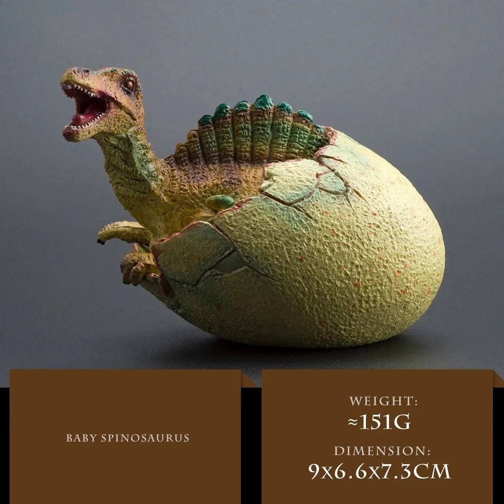 Hatching Dinosaur Egg Baby T-Rex & Spinosaurus Model Realistic Jurassic Dinosaur Cubs Toy Figure Collectible Display Statue HG15