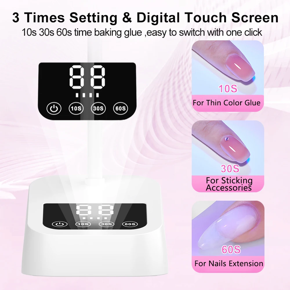 Lámpara de secado de uñas, esmalte de Gel, Mini lámpara Uv portátil para uñas, lámpara táctil con detección automática para manicura, lámpara Led Uv con cuello de cisne Flexible para uñas