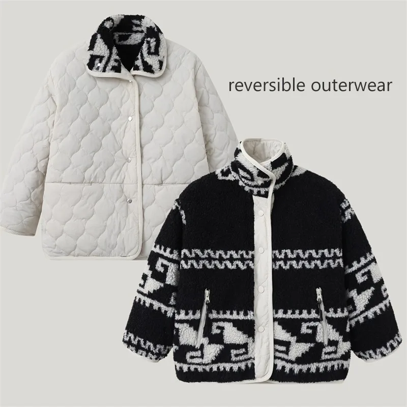 RAISE Winter 4-14Yrs Girls Parkas Children Girls Reversible Thicken Warm Outerwear Coat 2026 Turn Down Collar Kids Girls Jackets