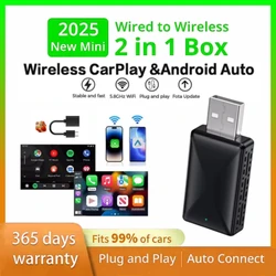 Wireless Carplay Adapter Android Auto Wireless Smart Dongle 2in1 For Volvo Benz Audi Kia Hyundai VW Mazda Cadillac MG Peugeot