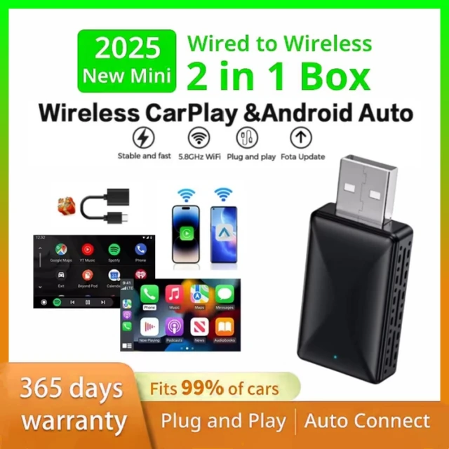 Bezprzewodowy adapter Carplay Android Auto Bezprzewodowy inteligentny klucz sprzętowy 2w1 dla Volvo Benz Audi Kia Hyundai VW Mazda Cadillac MG Peugeot