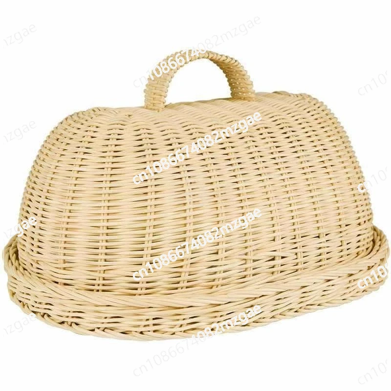 

Pastoral retro handmade rattan oval food cover household
