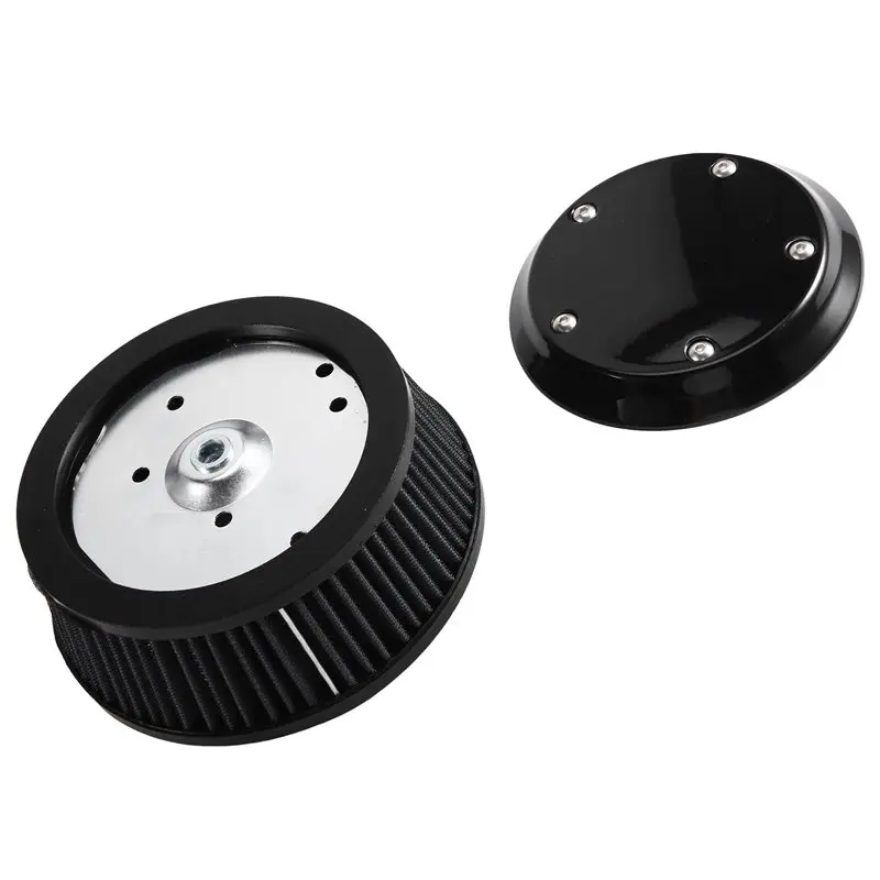 Motorcycle Black Air Cleaner Cove & 6 Hole Filter For Dyna Softail Touring 1999-2016 Trike 08-16 A-N25R