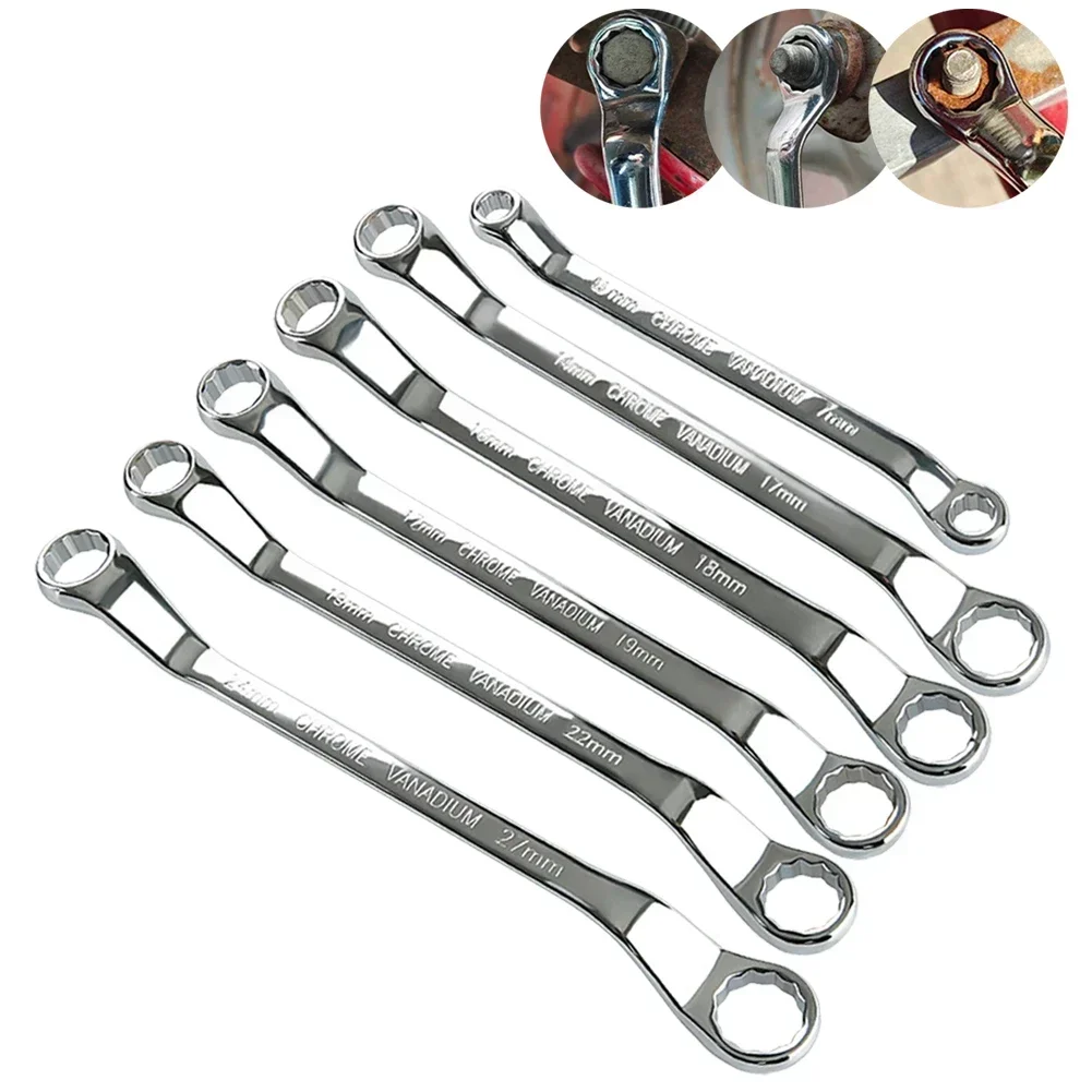 1 Pc Double Box End Wrench Torx Spanner Offset Handle Carbon Steel Metric 45-Degree Fastening Repairing Tools Hand Manual Tools