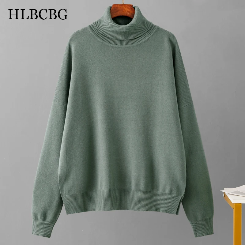 HLBCBG 여성용 따뜻한 스웨터, 두꺼운 가을 겨울 양모 스웨터, 오버사이즈 여성 시크 여성 루즈 점퍼 풀 