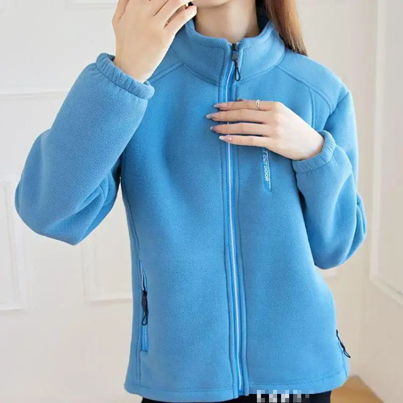 New Autumn Jacket Sweatshirt Women Hoodies Windproof Outdoor Sports Run Clothes Liner Fleece-lined Casual Zipper Pocket Coat