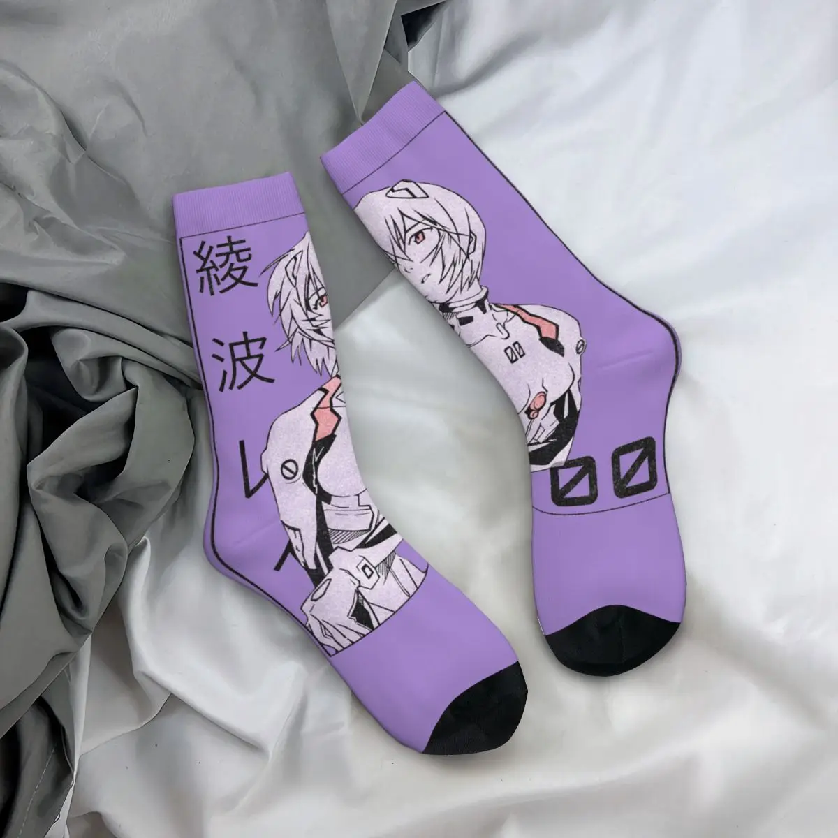 Calcetines transpirables Rei Ayanami Manga para hombre y mujer, medias cálidas y frescas para monopatín, Invierno