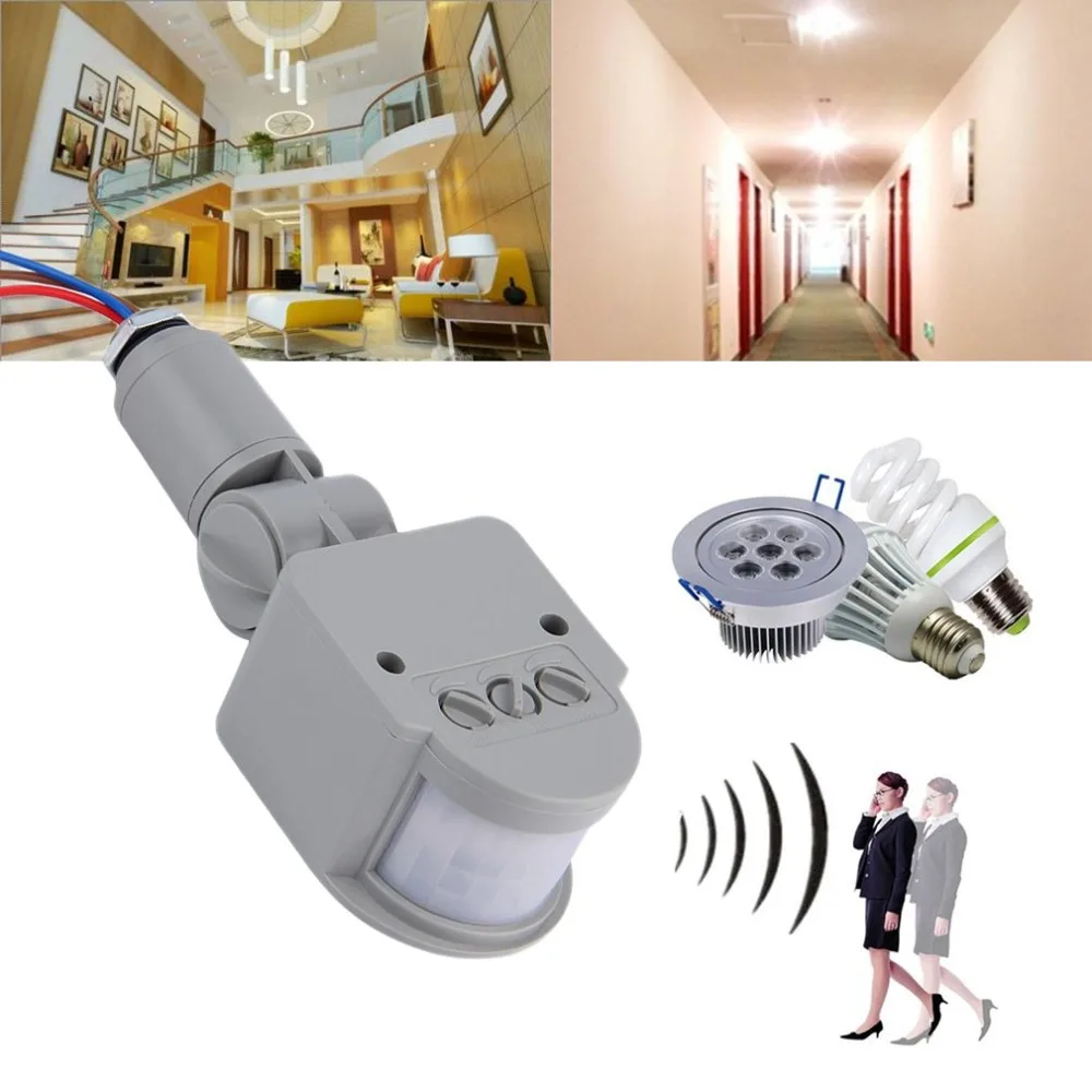 Hot Motion Sensor 220V 12V Motion Detector Automatic Infrared PIR Sensor 220V 180 Degree Rotating Outdoor Timer Light Switch
