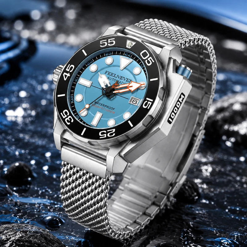 FEELNEVER New Automatic Watches for Men Top Brand Luxury Sapphire Diver Mechanical Wristwatch Male Clock Relogios Masculino+BOX