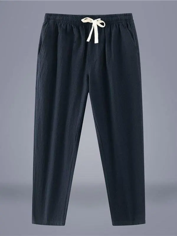 

Summer Thin Cotton Lin Men's Loose Fit Casual Pants Nine-Tenths Straight Leg ort orts Trendy Large Size ort for ort P...