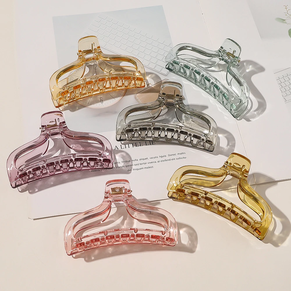 2020 New Large Hair Claw Clip Women Girls High Quality Transparent Plastic Hair Crab Clamps Barrette Hairpins Makeup Accessories