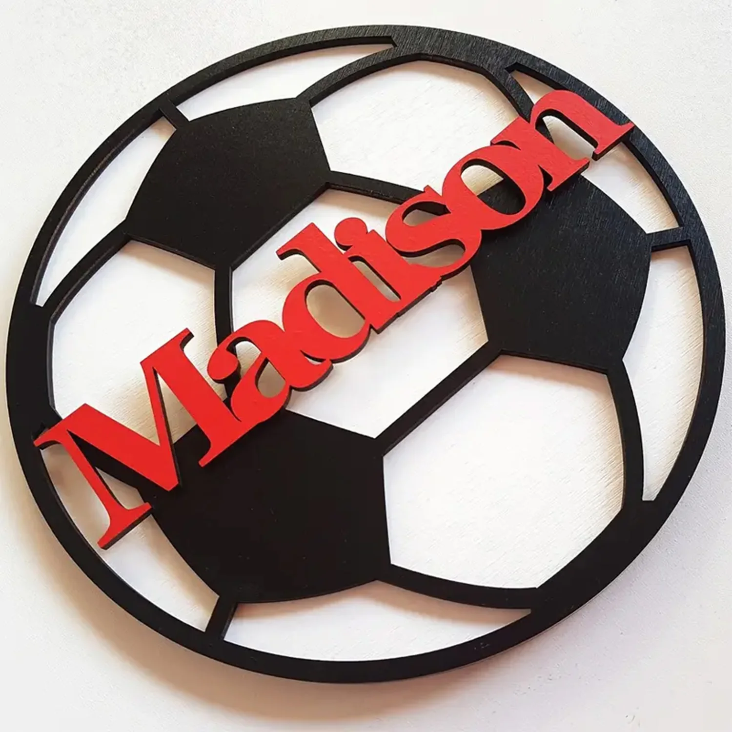 1pc Double-layer Customized Wooden Football Name Tag,Exclusive Gift for Fans,Sports Field Decoration Hanging,Room Wall Decoratio - view 4