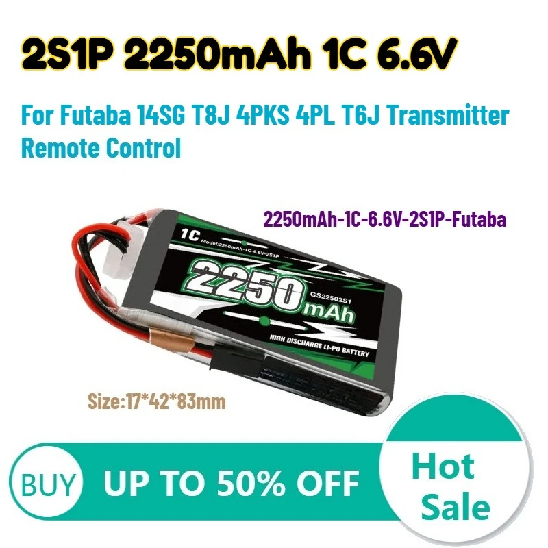 2S1P 2250mAh 1C 6.6V Control Lipo Battery for Futaba 14SG T8J 4PKS 4PL T6J Transmitter Remote Control Rechargeable Battery