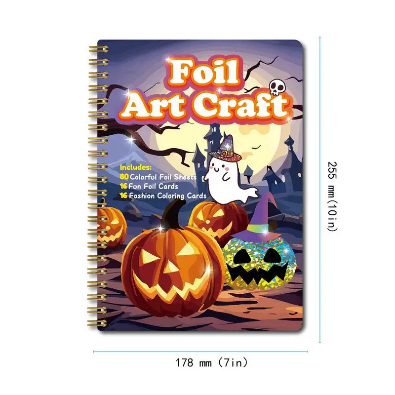 Foil Art Coloring Book, Halloween Art Coloring Supplies, Papel assustador divertido, Pensando cultivo, Folha de alumínio 80