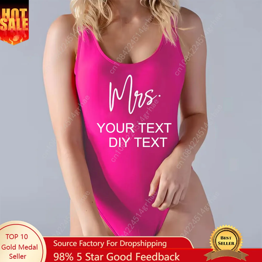 

Personalized Mrs Bachelorette Swimsuit Bride Squad One Piece Swimsuit Team Bridal Swimwears Customized Beachwear