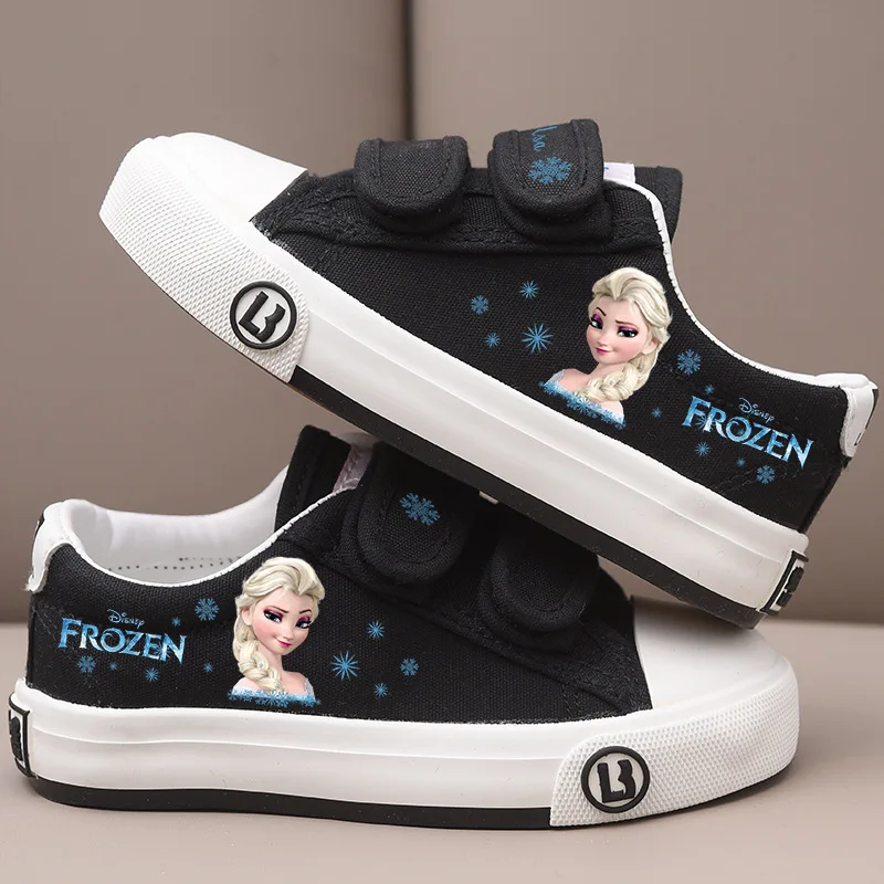 Disney Frozen Elsa Anna Canvas Shoes Kids White Shoes Girls Casual Sneakers Cartoon Olaf Tennis Shoes Basket Shoes Size 23-36