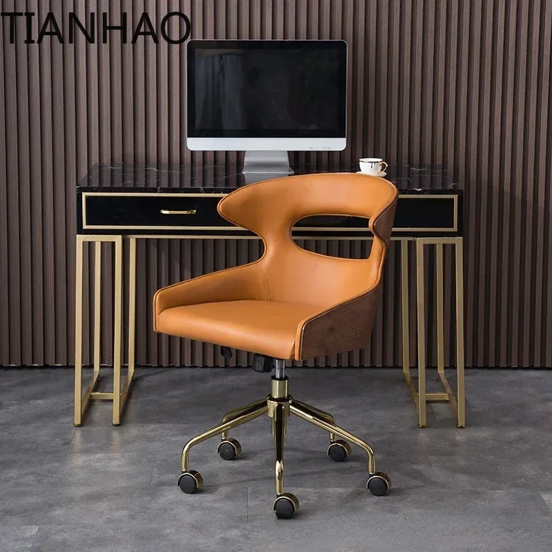 Luxury Nordic Computer Chair - Lift Function for Home Office, Simple Furniture with Backrest, Rotating Game Armchair