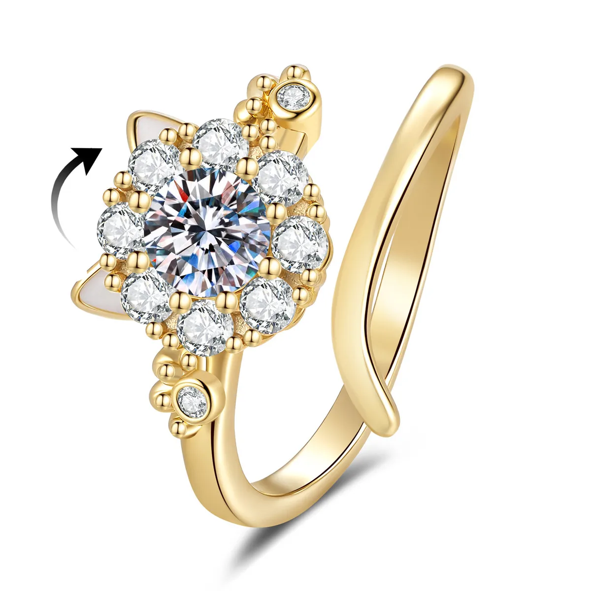 Adjustable Open Spinning Ring Set Lucky Cat with Zirconia Minimalist Rings Fashion Dainty Jewelry Gift for Her