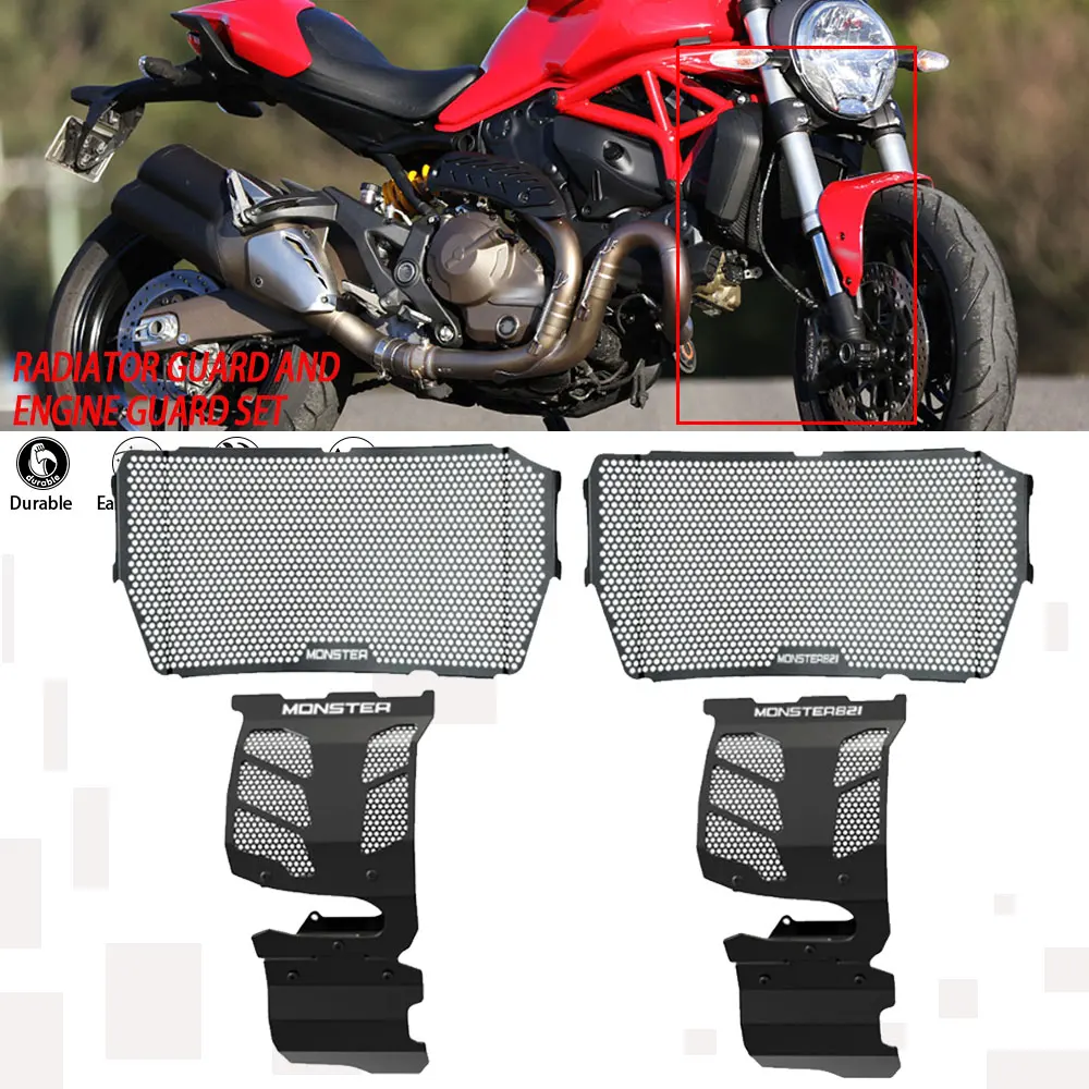 

Motorcycle For DUCATI Monster 821 MONSTER821 Stealth/Dark/Stripe Radiator Guard Grille Cover Protector Engine housing Protection