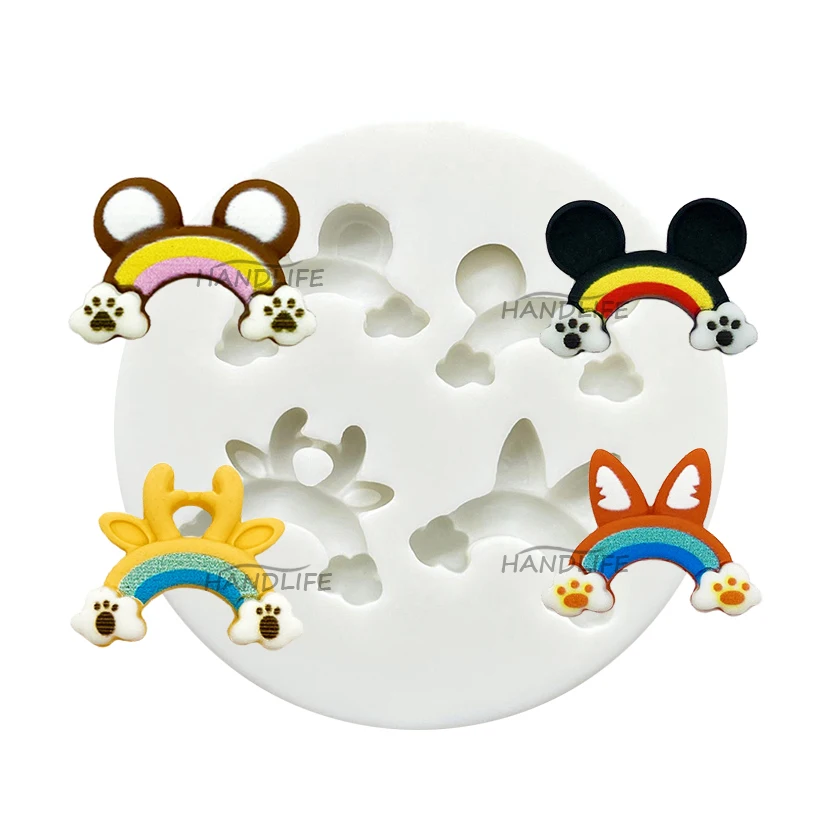Cartoon Bunny Cat Bear Deer Ears Silicone Sugarcraft Mold Resin Tools Cupcake Baking Mould Fondant Cake Decorating Tools